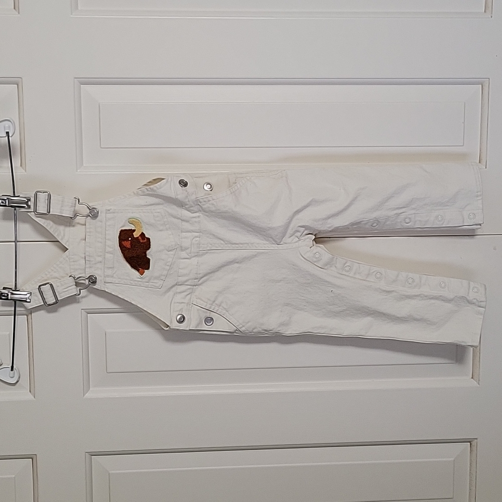 Christian Robinson Kids white overalls mammoth sz 2t Girls Animal Print